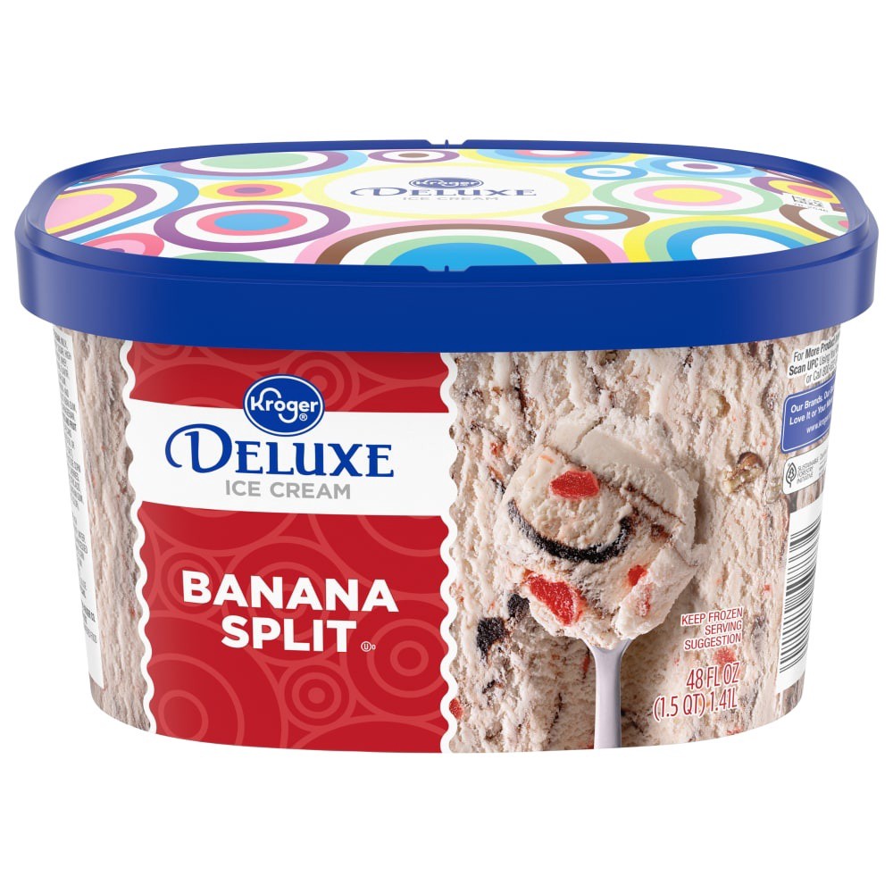 slide 1 of 5, Kroger Deluxe Banana Split Ice Cream, 48 fl oz