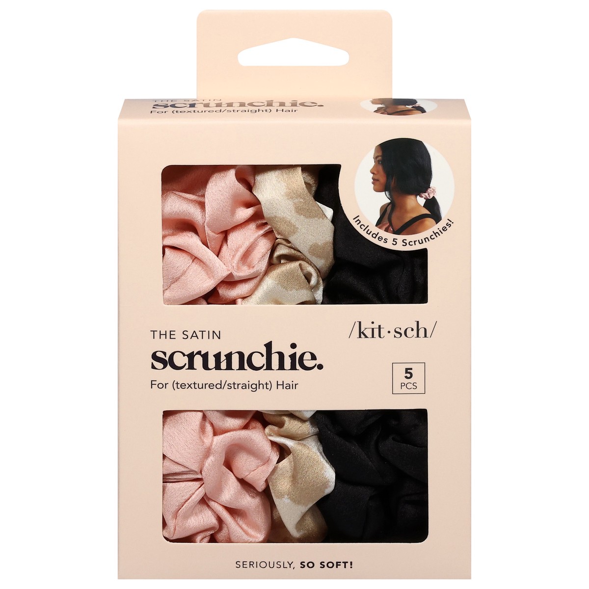 slide 1 of 9, Kitsch Assorted The Satin Scrunchies 5 ea, 5 ct