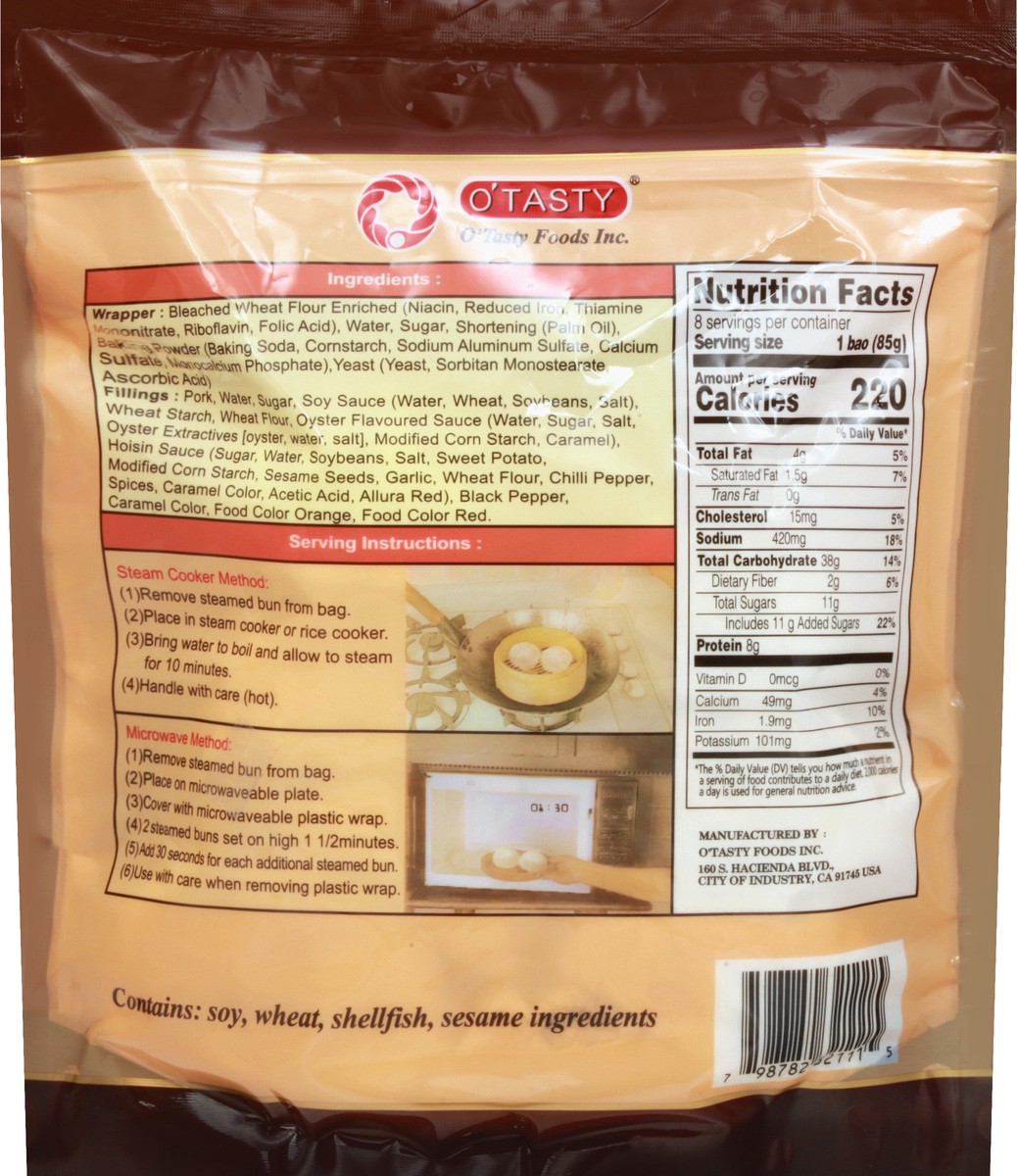 slide 4 of 7, O Tasty BBQ Ready Cooked Pork Bao 8 ea, 24 oz