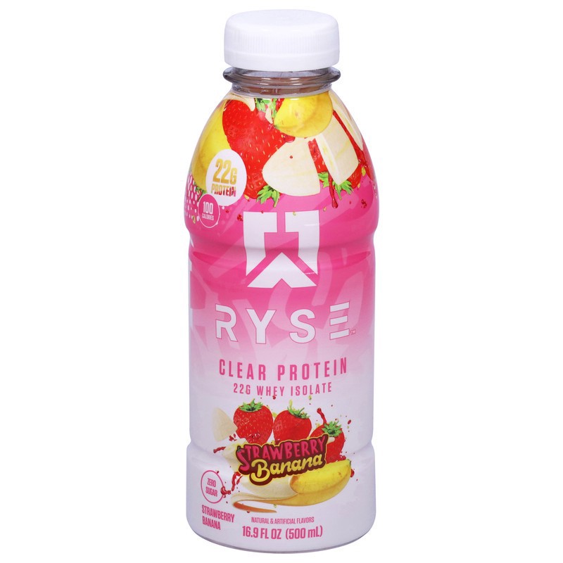slide 1 of 4, RYSE Clear Protein RTD 16.9oz Strawberry Banana, 16.9 oz