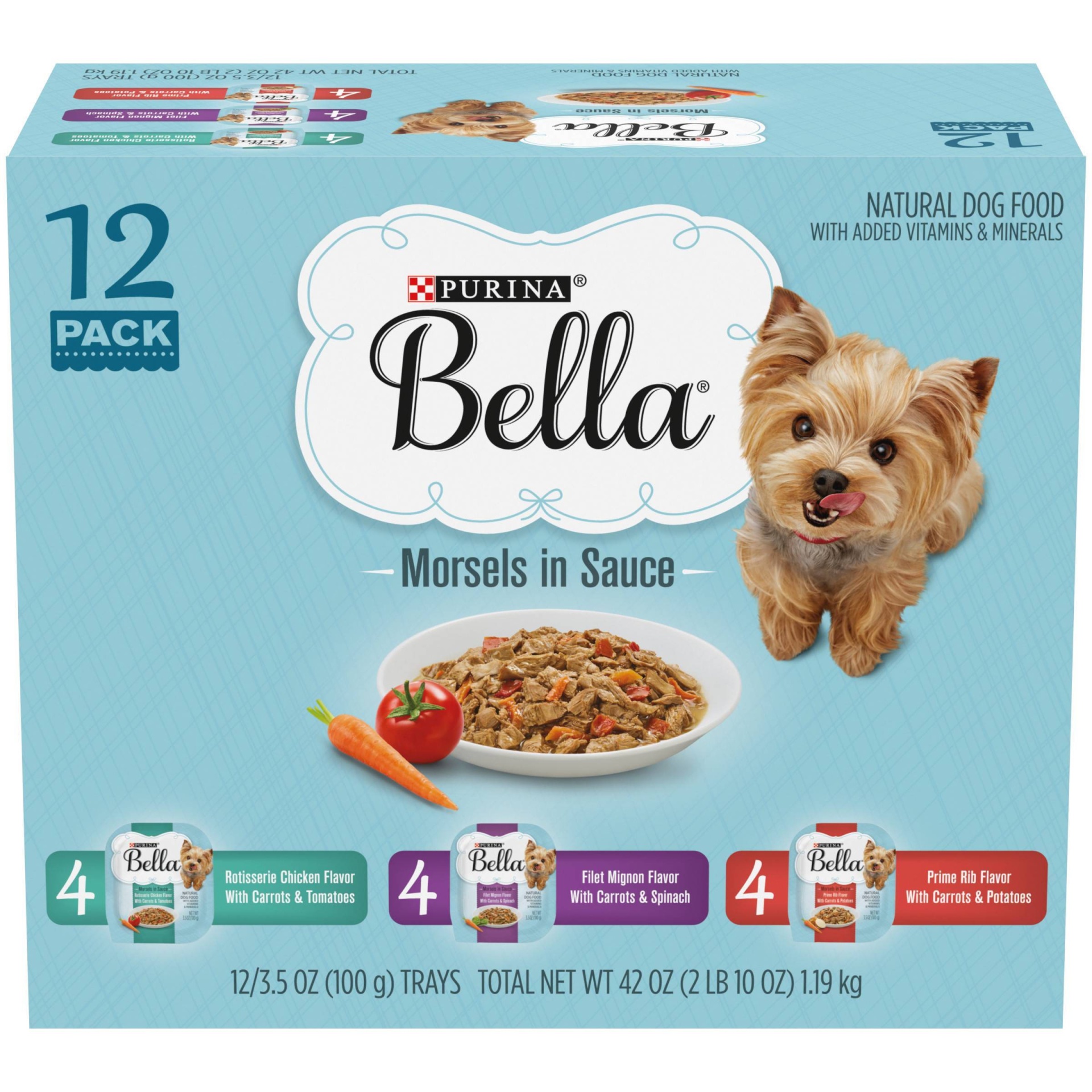 slide 1 of 9, Purina Bella Natural Small Breed Wet Dog Food Variety Pack, Morsels in Sauce, 42 oz