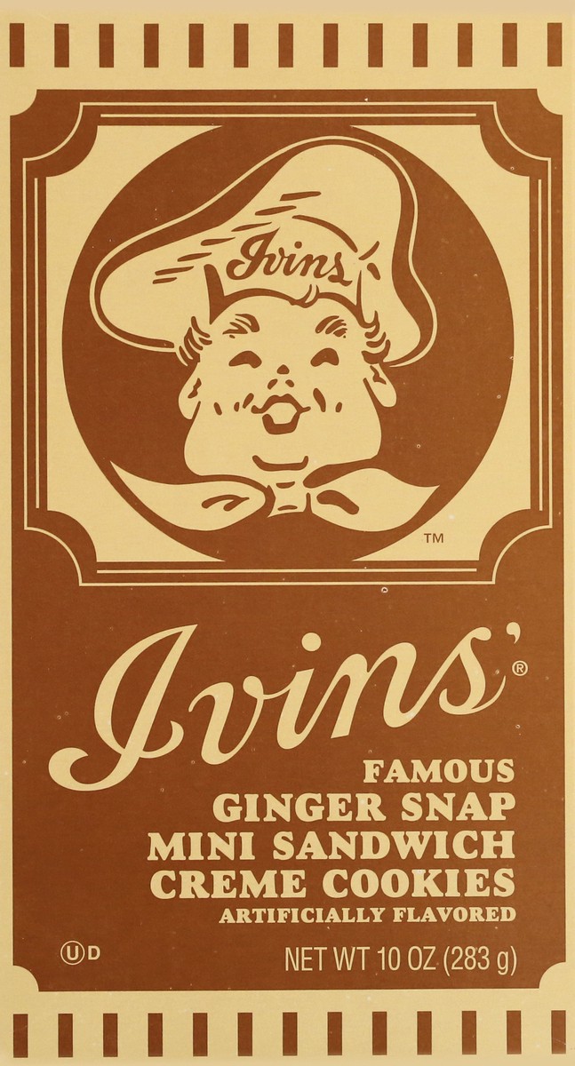 slide 1 of 13, Ivins Famous Mini Ginger Snap Sandwich Creme Cookies 10 oz, 10 oz