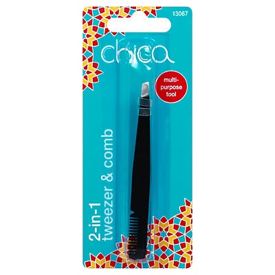 slide 1 of 1, Chica 2-In-1 Tweezer & Comb Tool, 1 ct