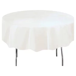 Round Bright White Plastic Table Cover