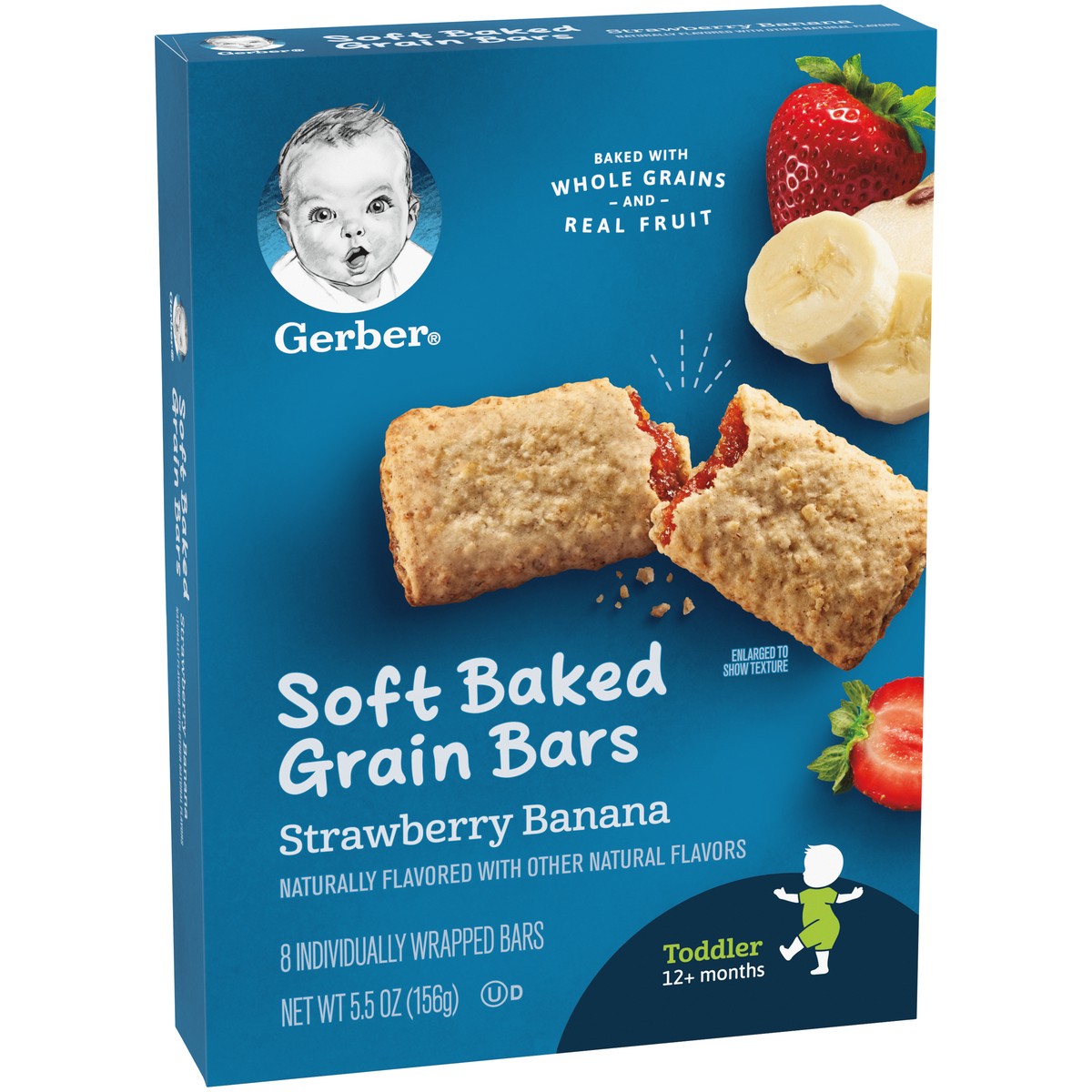 slide 2 of 9, Gerber Snacks for Toddler Soft Baked Grain Bars, Strawberry Banana, 5.5 Ounce , 8 ct; 5.5 oz