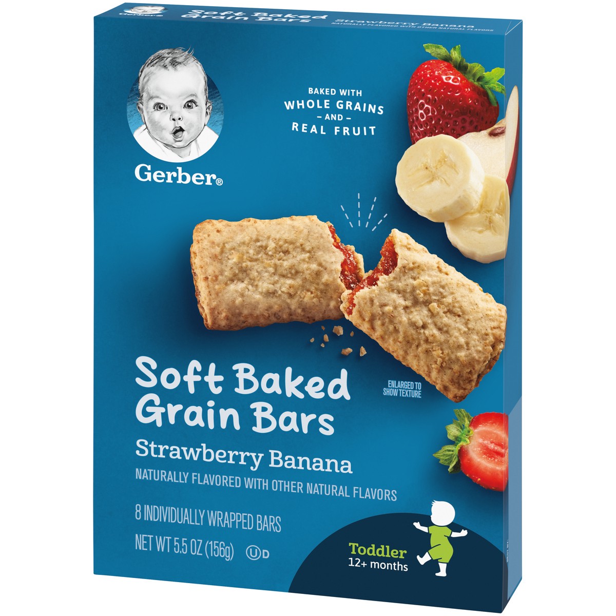slide 3 of 9, Gerber Snacks for Toddler Soft Baked Grain Bars, Strawberry Banana, 5.5 Ounce , 8 ct; 5.5 oz