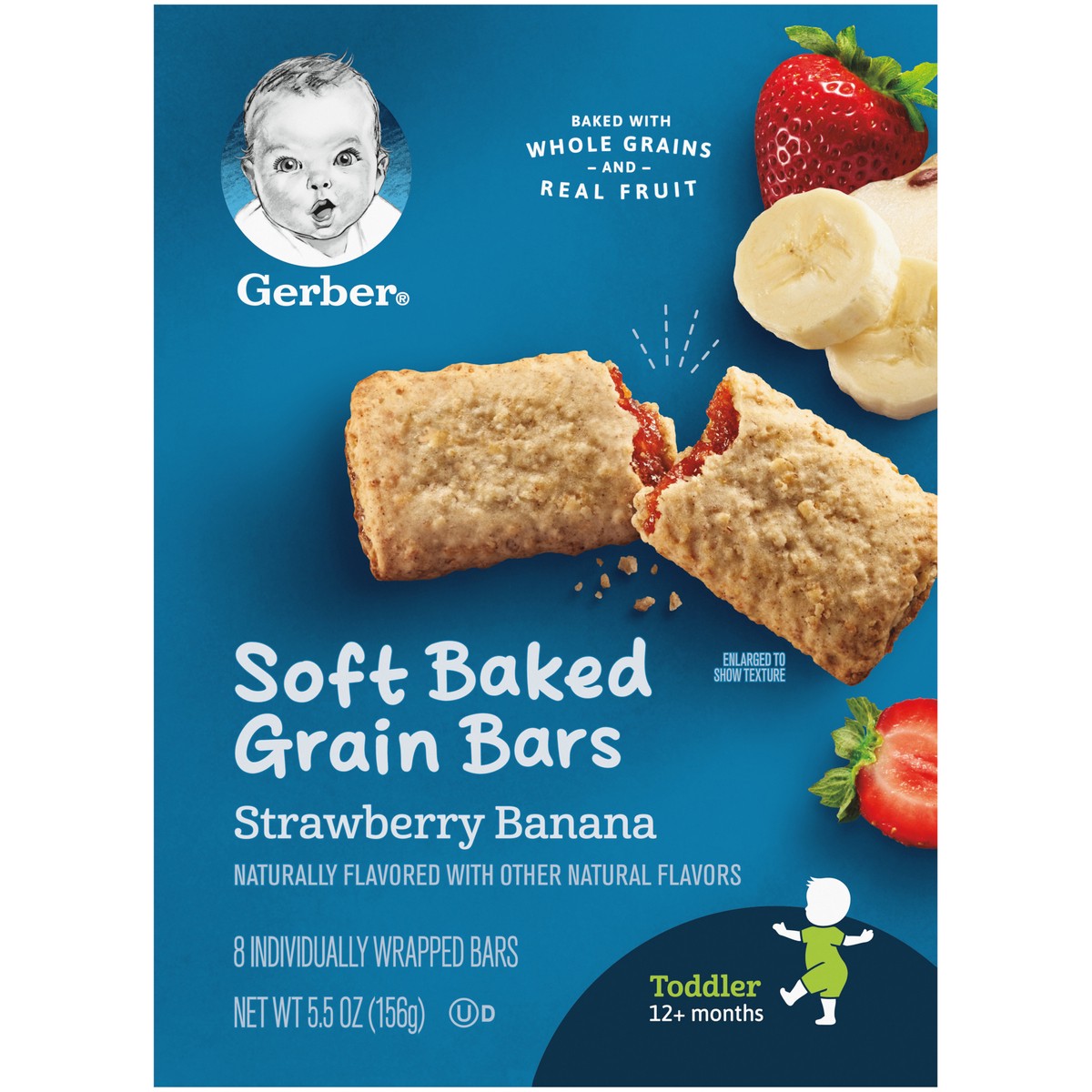 slide 6 of 9, Gerber Snacks for Toddler Soft Baked Grain Bars, Strawberry Banana, 5.5 Ounce , 8 ct; 5.5 oz