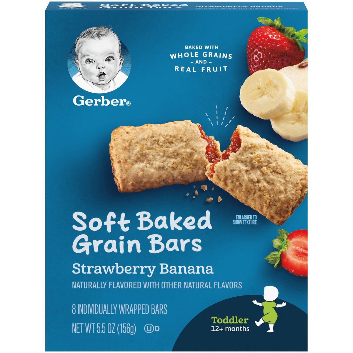 slide 1 of 9, Gerber Snacks for Toddler Soft Baked Grain Bars, Strawberry Banana, 5.5 Ounce , 8 ct; 5.5 oz
