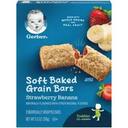 Gerber Snacks for Toddler Soft Baked Grain Bars, Strawberry Banana, 5.5 Ounce 