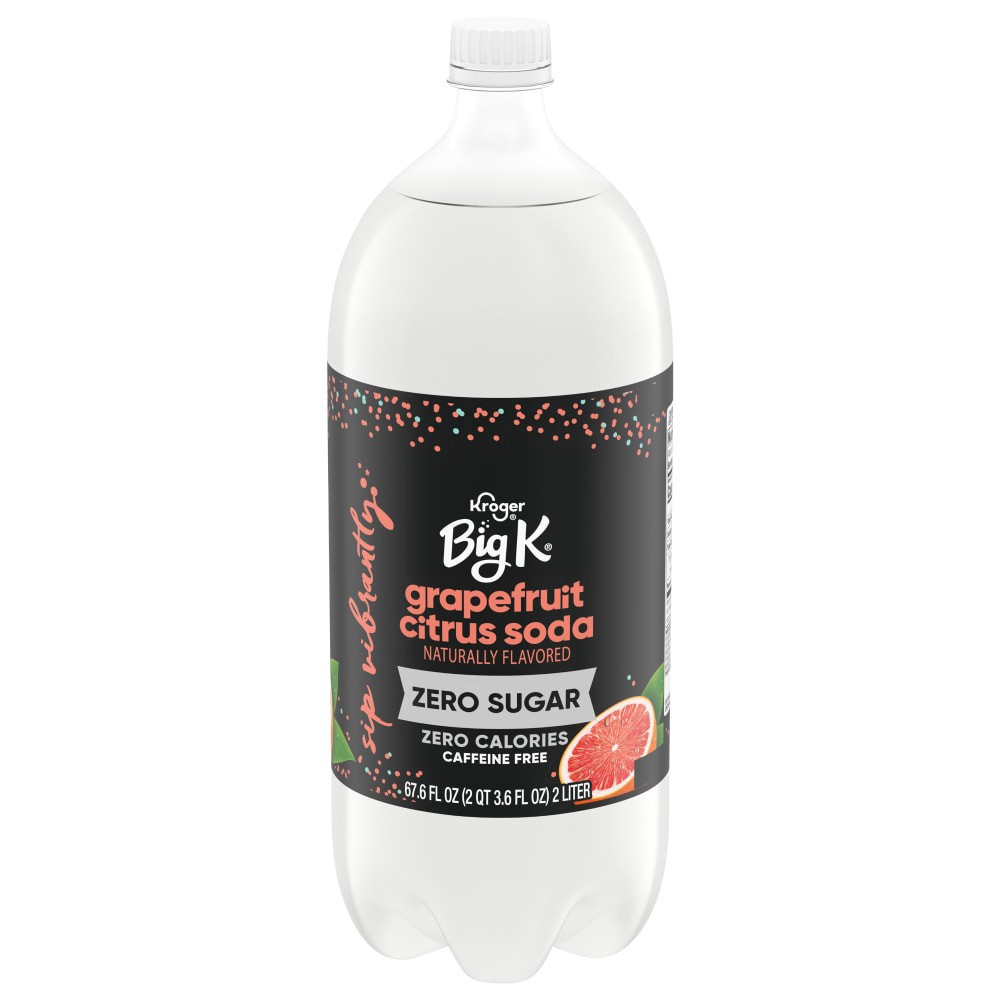 slide 2 of 3, Big K Grapefruit Citrus Zero Sugar Soda Bottle - 2 liter, 2 liter