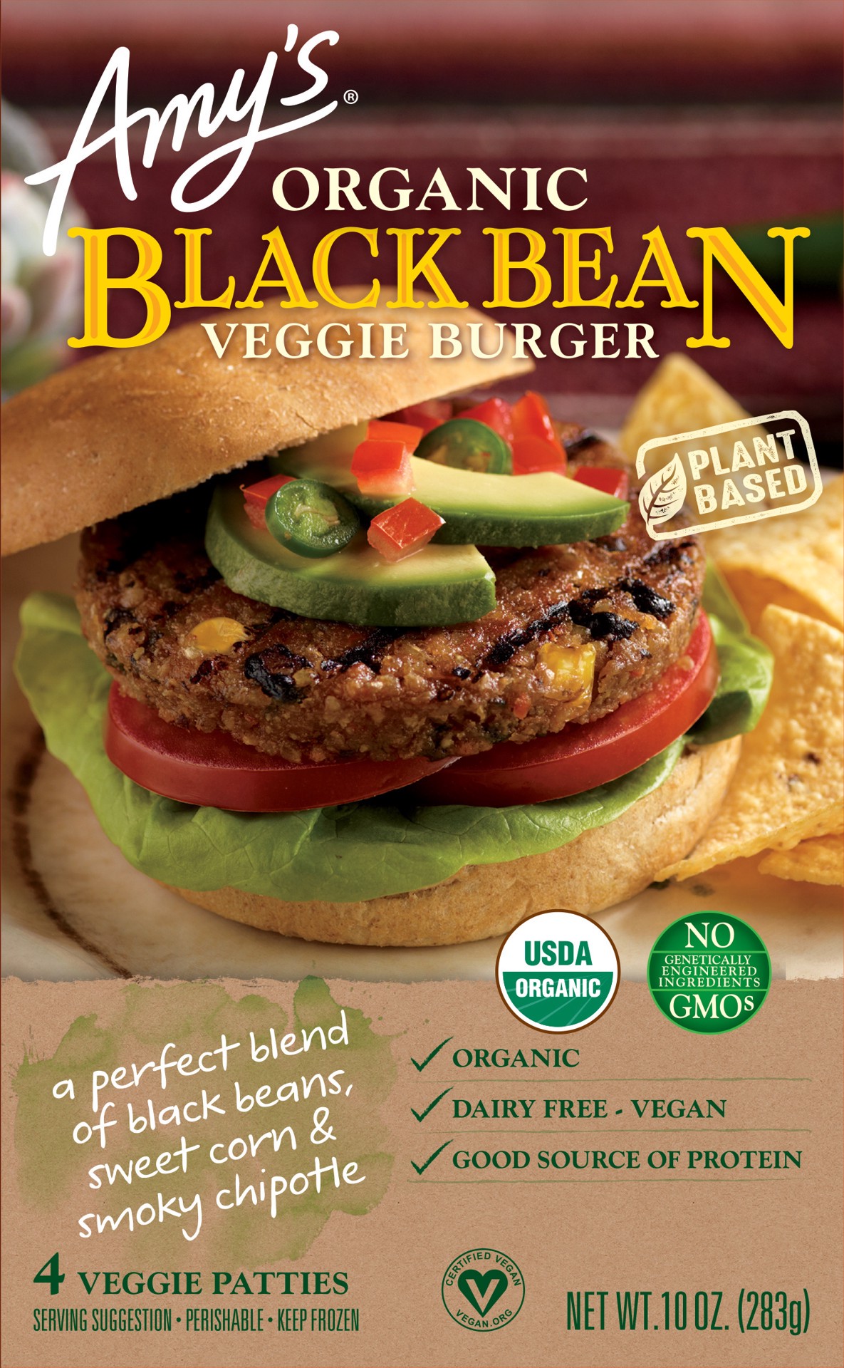 slide 4 of 7, Amy's Kitchen Organic Black Bean Veggie Burger, 10 oz