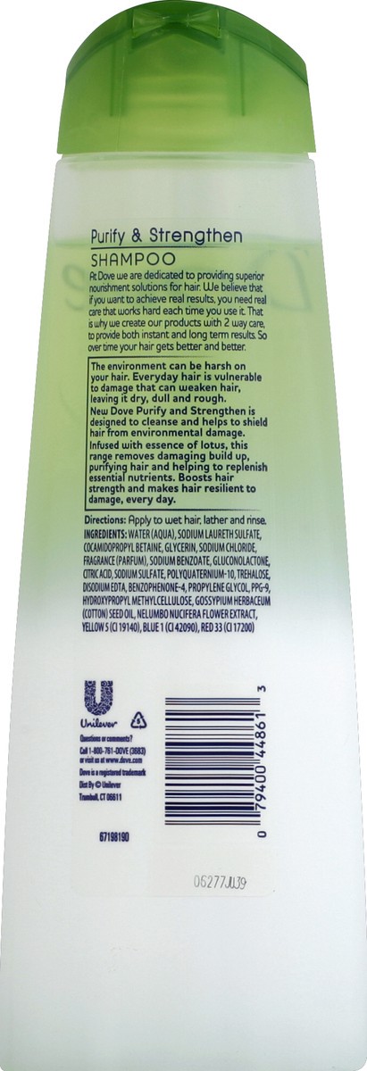 slide 6 of 6, Dove Purify & Strengthen Shampoo, 12 oz