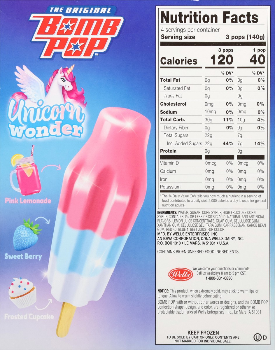 slide 11 of 12, Bomb Pop Unicorn Wonder Ice Pop, 12 Pack, 21 fl oz