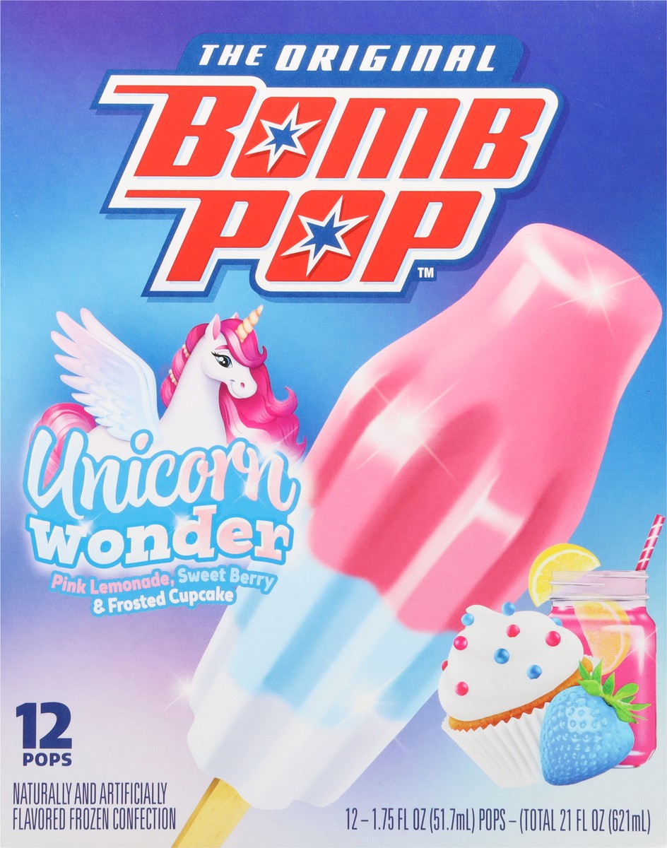 slide 4 of 12, Bomb Pop Unicorn Wonder Ice Pop, 12 Pack, 21 fl oz