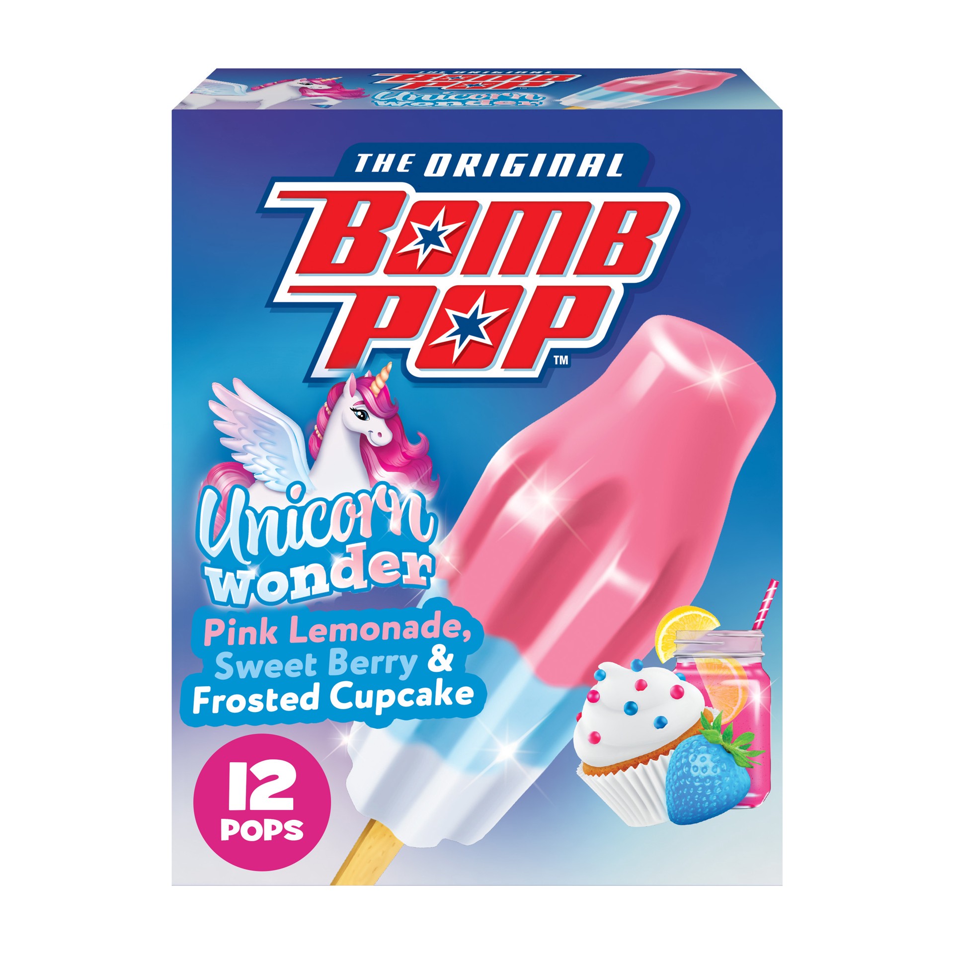 slide 1 of 12, Bomb Pop Unicorn Wonder Ice Pop, 12 Pack, 21 fl oz