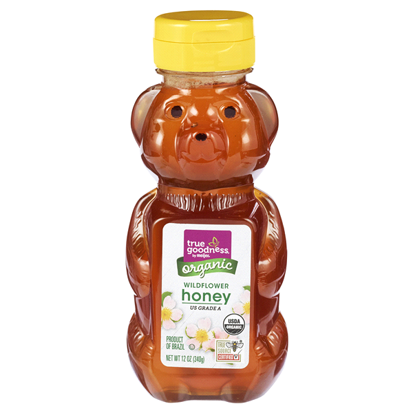 slide 1 of 5, True Goodness Organic Wildflower Honey Bear, 12 oz