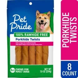 Pet Pride® Rawhide Free Porkhide Twist Chews Adult Dog Treats