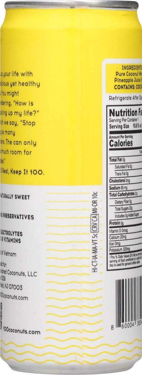 slide 11 of 14, 100 Pure Pineapple Coconut Water - 11 fl oz, 11 fl oz