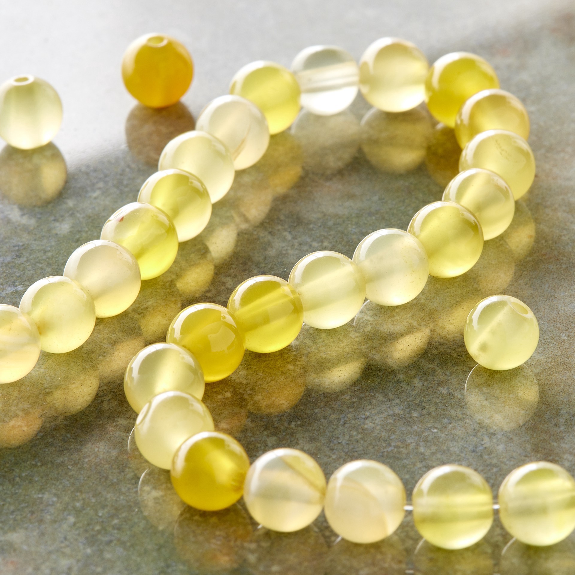 slide 3 of 3, Yellow Dyed Agate Round Beads, 6mm By Bead Landing, 6 mm