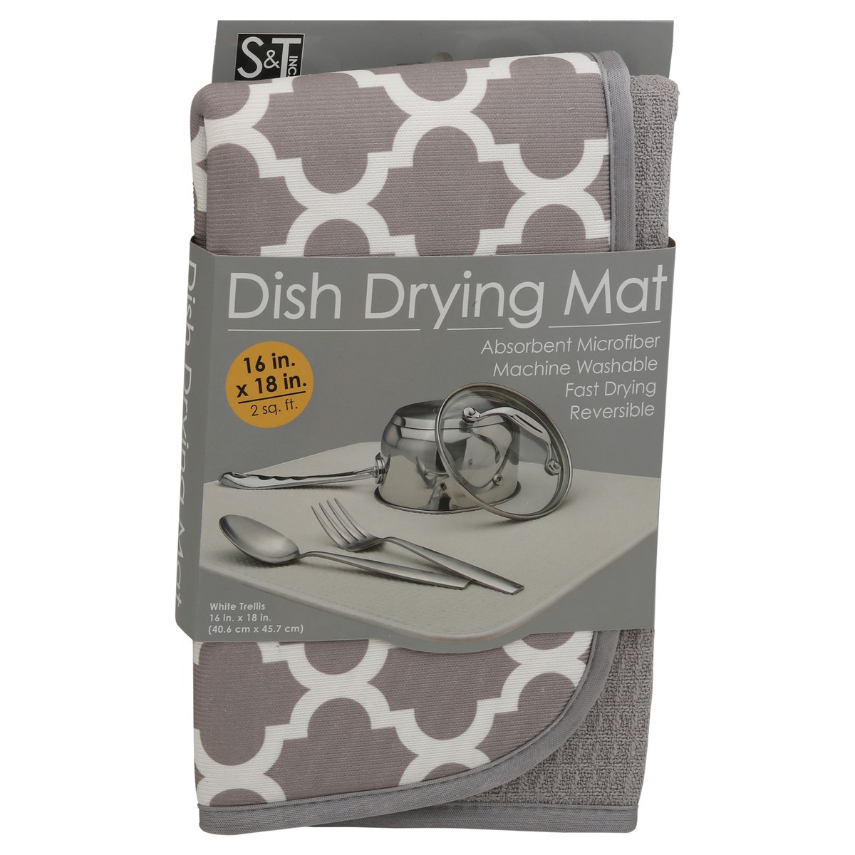 slide 4 of 9, S&T Inc. 16 in x 18 in White Trellis Dish Drying Mat 1 ea, 1 ct