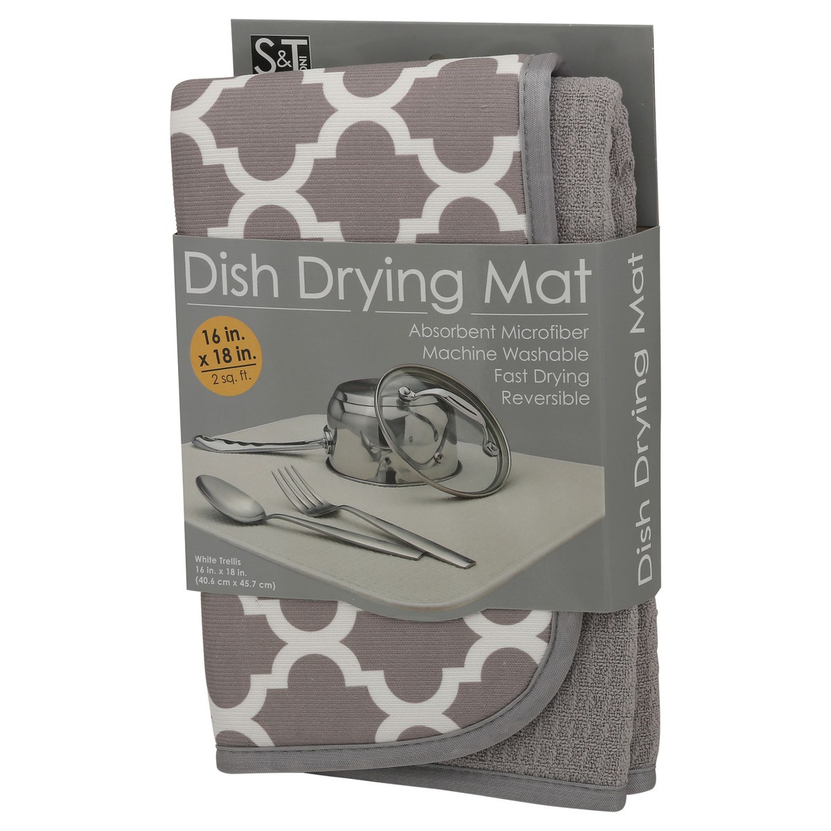 slide 3 of 9, S&T Inc. 16 in x 18 in White Trellis Dish Drying Mat 1 ea, 1 ct