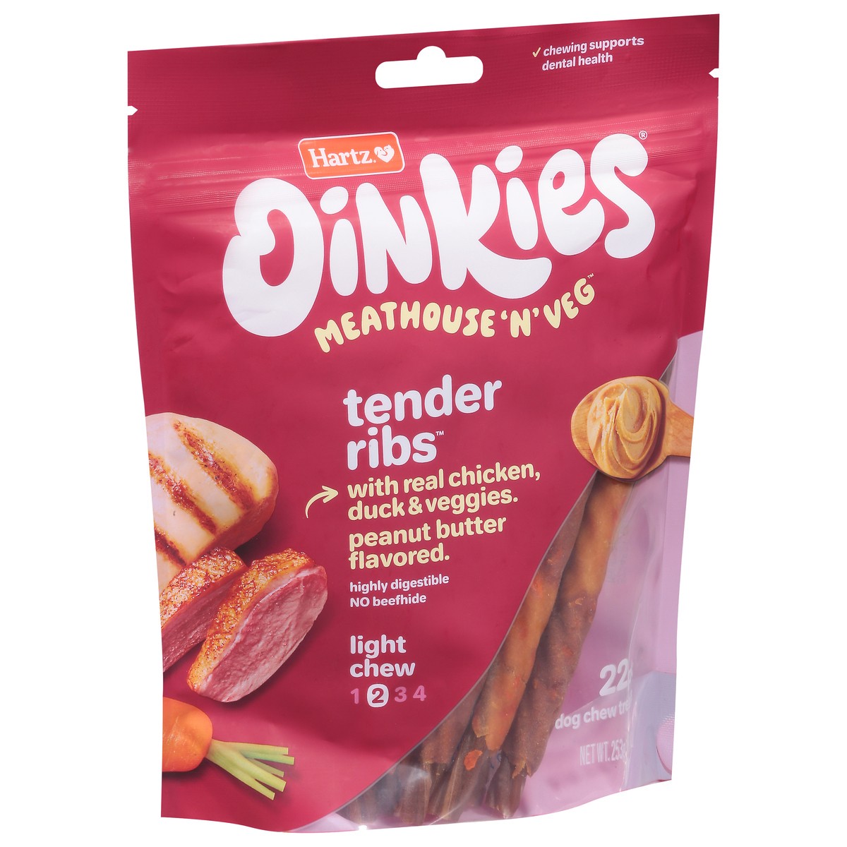 slide 7 of 9, Oinkies Tender Ribs Light Chew Meathouse 'n' Veg Dog Chew Treats 22 ea, 8.9 oz