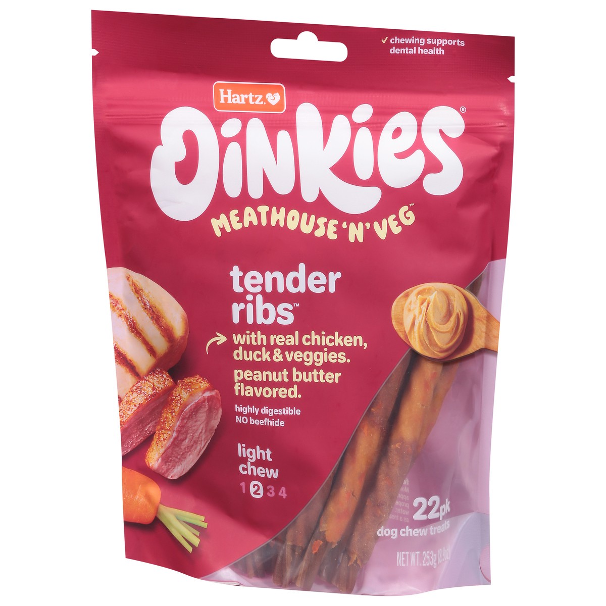 slide 3 of 9, Oinkies Tender Ribs Light Chew Meathouse 'n' Veg Dog Chew Treats 22 ea, 8.9 oz
