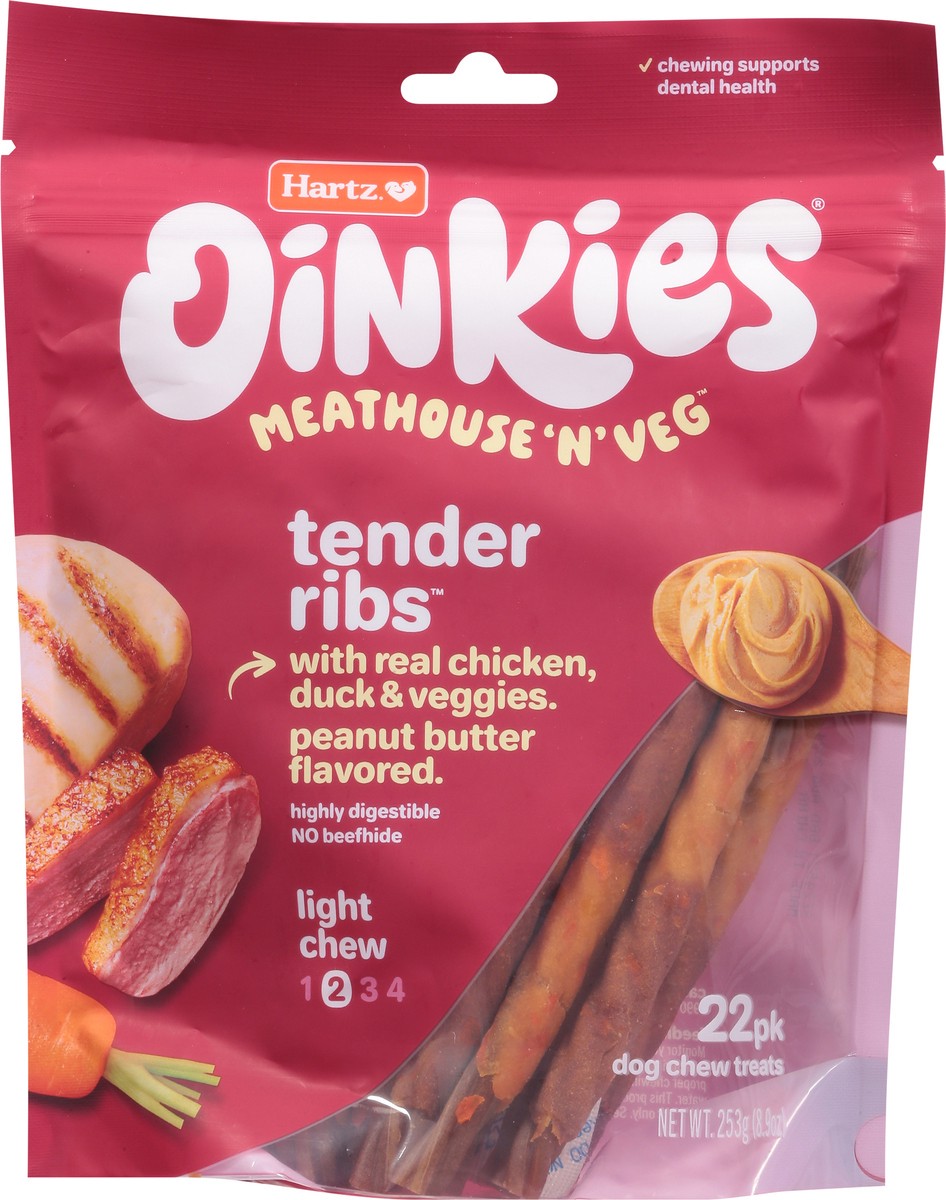 slide 9 of 9, Oinkies Tender Ribs Light Chew Meathouse 'n' Veg Dog Chew Treats 22 ea, 8.9 oz