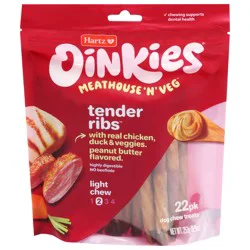 Oinkies Tender Ribs Light Chew Meathouse 'n' Veg Dog Chew Treats 22 ea