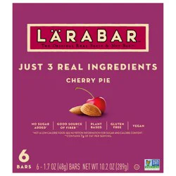 LÄRABAR Cherry Pie, Gluten Free Vegan Fruit & Nut Bars, 1.7 oz bars, 6 ct