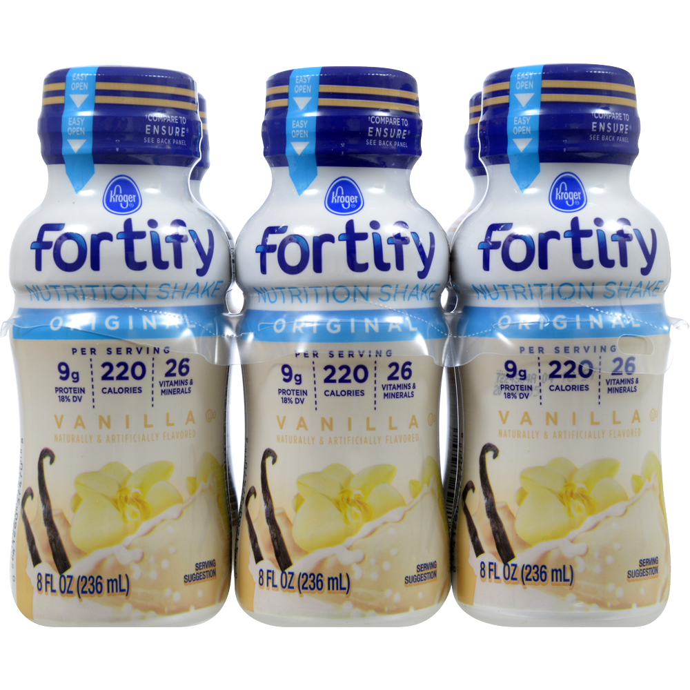 slide 1 of 1, Kroger Fortify Vanilla Balanced Nutritional Drink, 6 ct; 8 fl oz