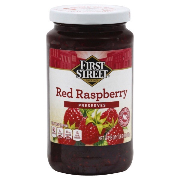 slide 1 of 1, First Street Red Raspberry Preserves, 18 oz