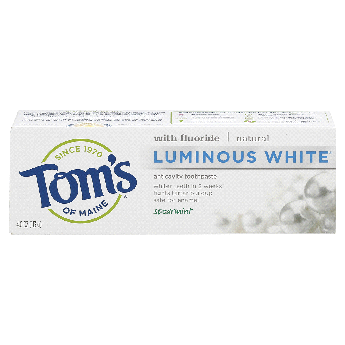 slide 1 of 1, Tom's of Maine Luminous White Anticavity Fluoride Toothpaste - Spearmint, 4 oz