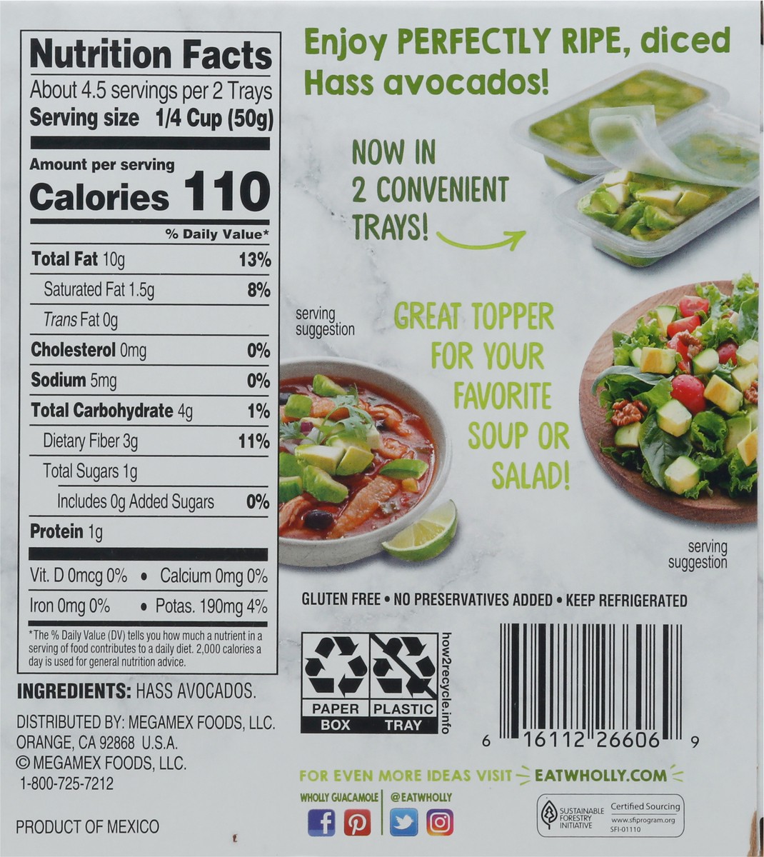 slide 4 of 9, Wholly Avocado Perfectly Ripe Diced Avocado 2 - 4 oz Trays, 8 oz