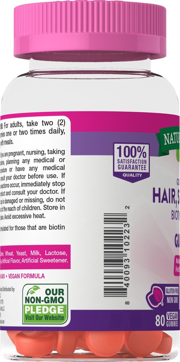 slide 5 of 8, Nature's Truth Gorgeous Hair, Skin, Nails* Gummies with 2,500 mcg Biotin, 80 ct