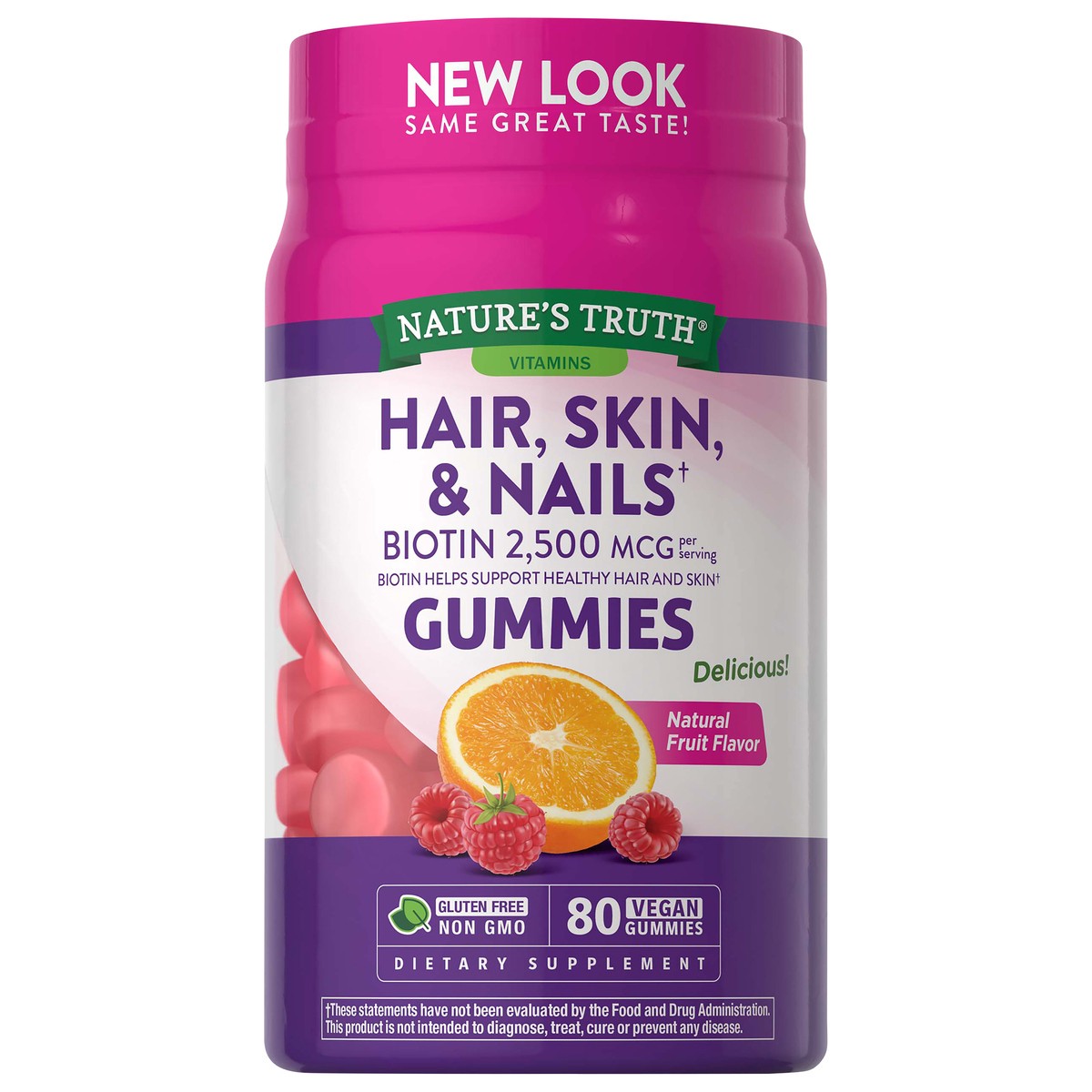 slide 1 of 8, Nature's Truth Gorgeous Hair, Skin, Nails* Gummies with 2,500 mcg Biotin, 80 ct