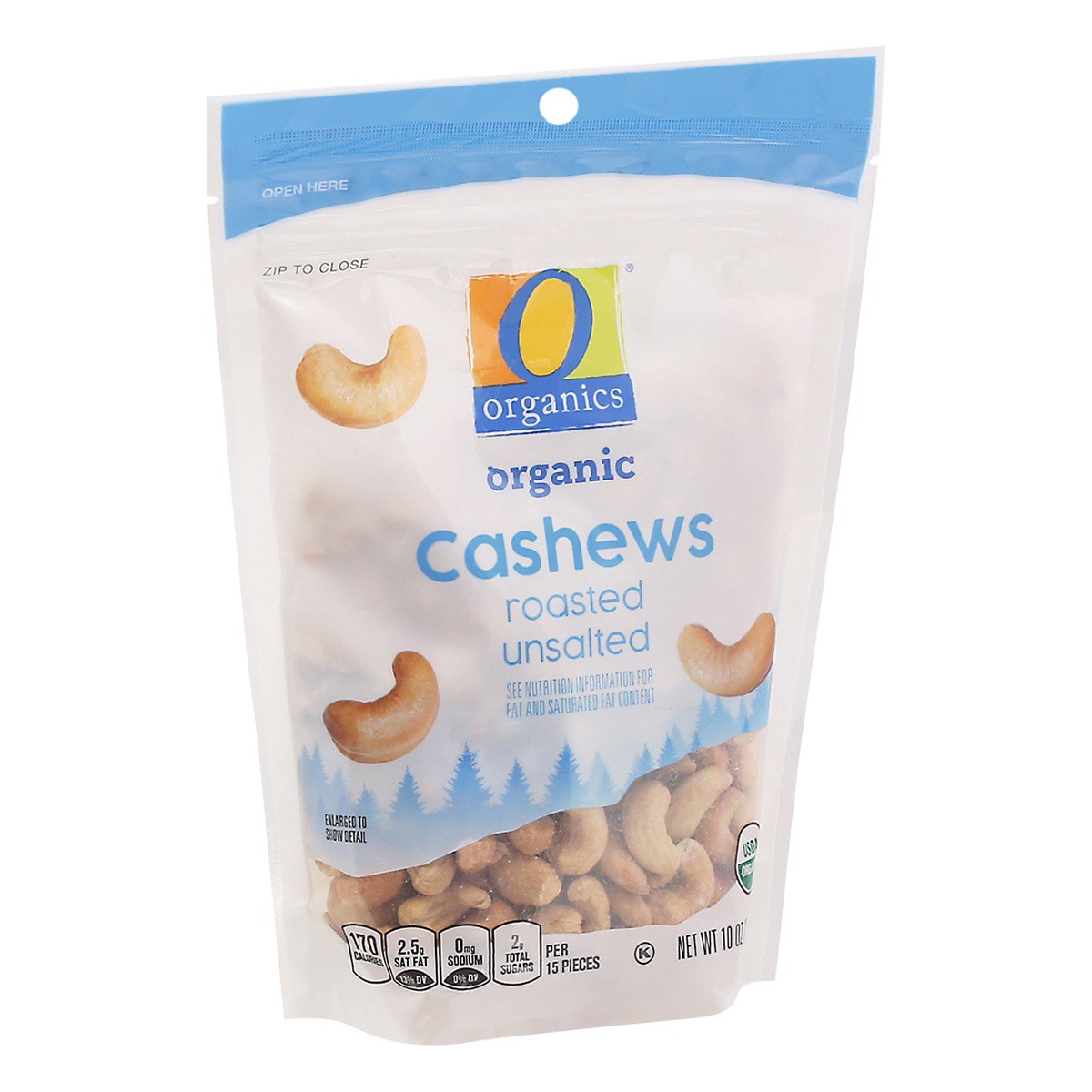 slide 9 of 9, O Organics Organic Cashews Roasted Unsalted, 10 oz