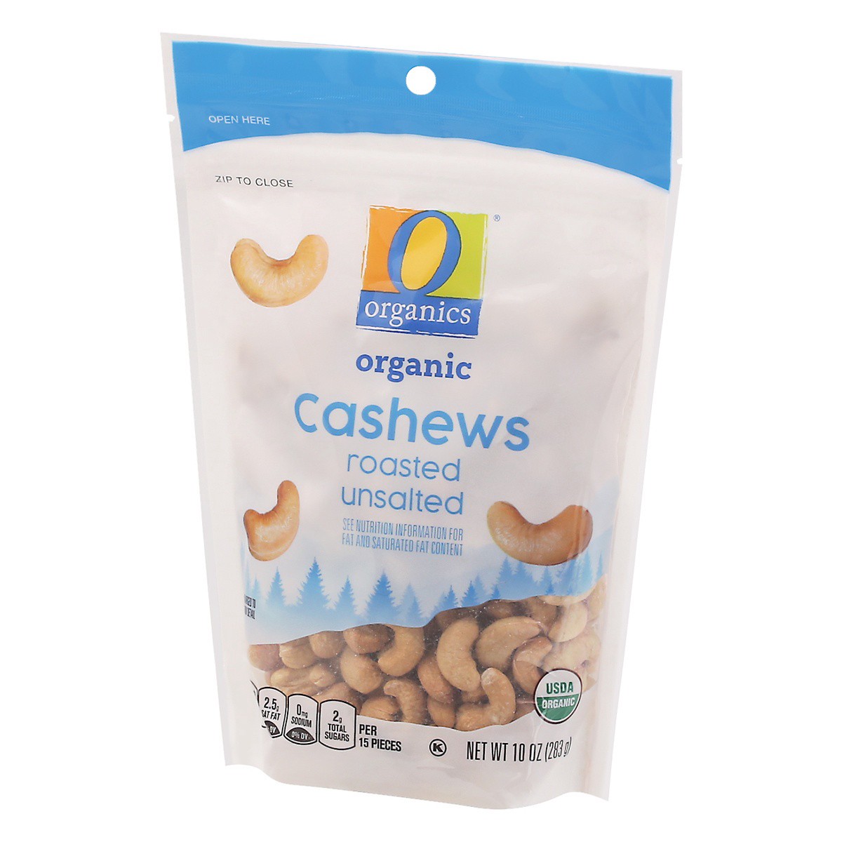 slide 5 of 9, O Organics Organic Cashews Roasted Unsalted, 10 oz