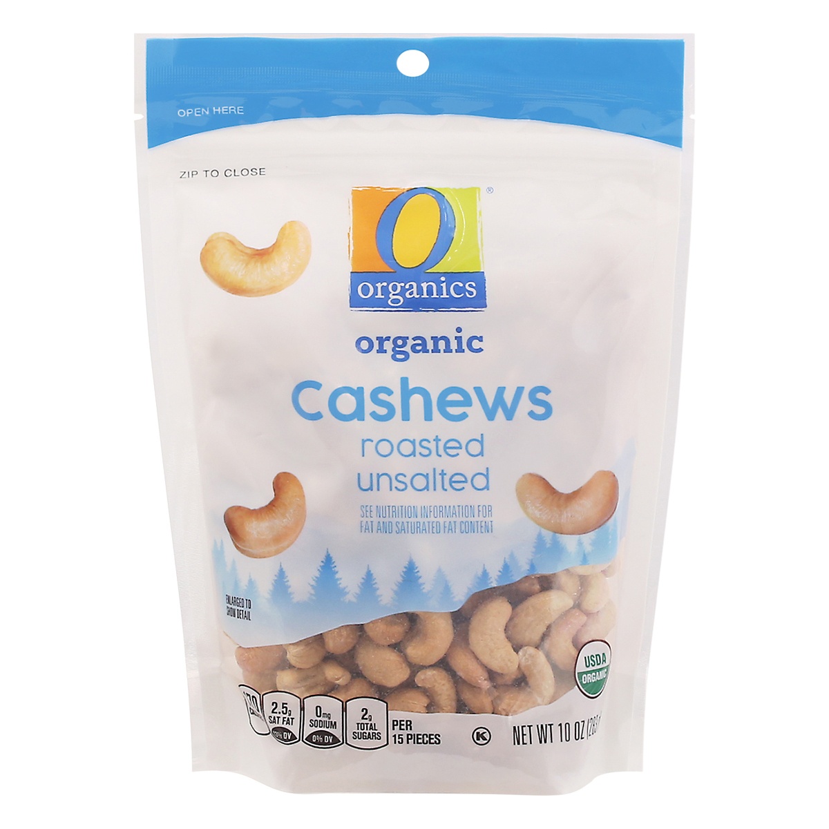slide 1 of 9, O Organics Organic Cashews Roasted Unsalted, 10 oz