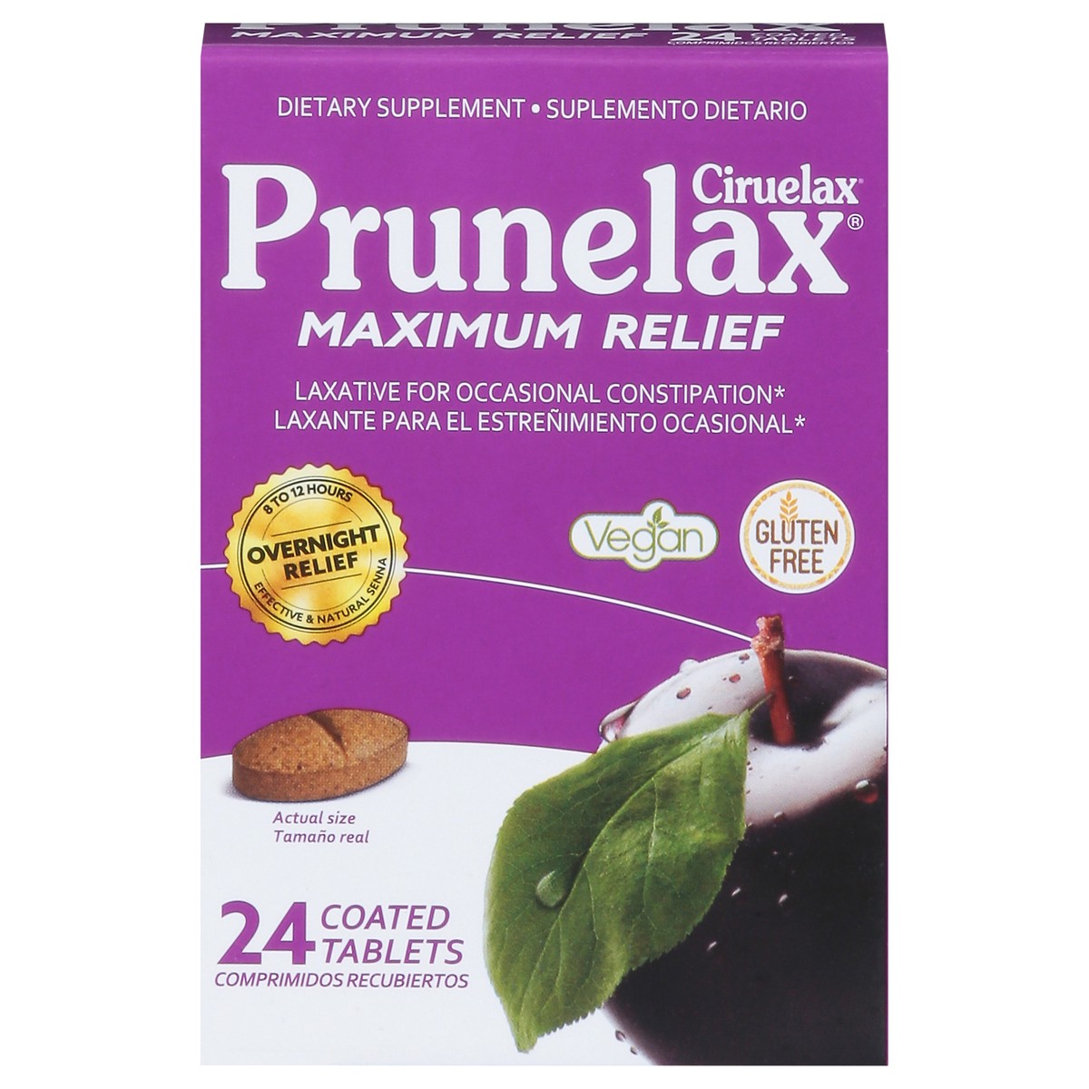 slide 1 of 9, Prunelax Maximum Relief Laxative 24 Tablets, 24 ct