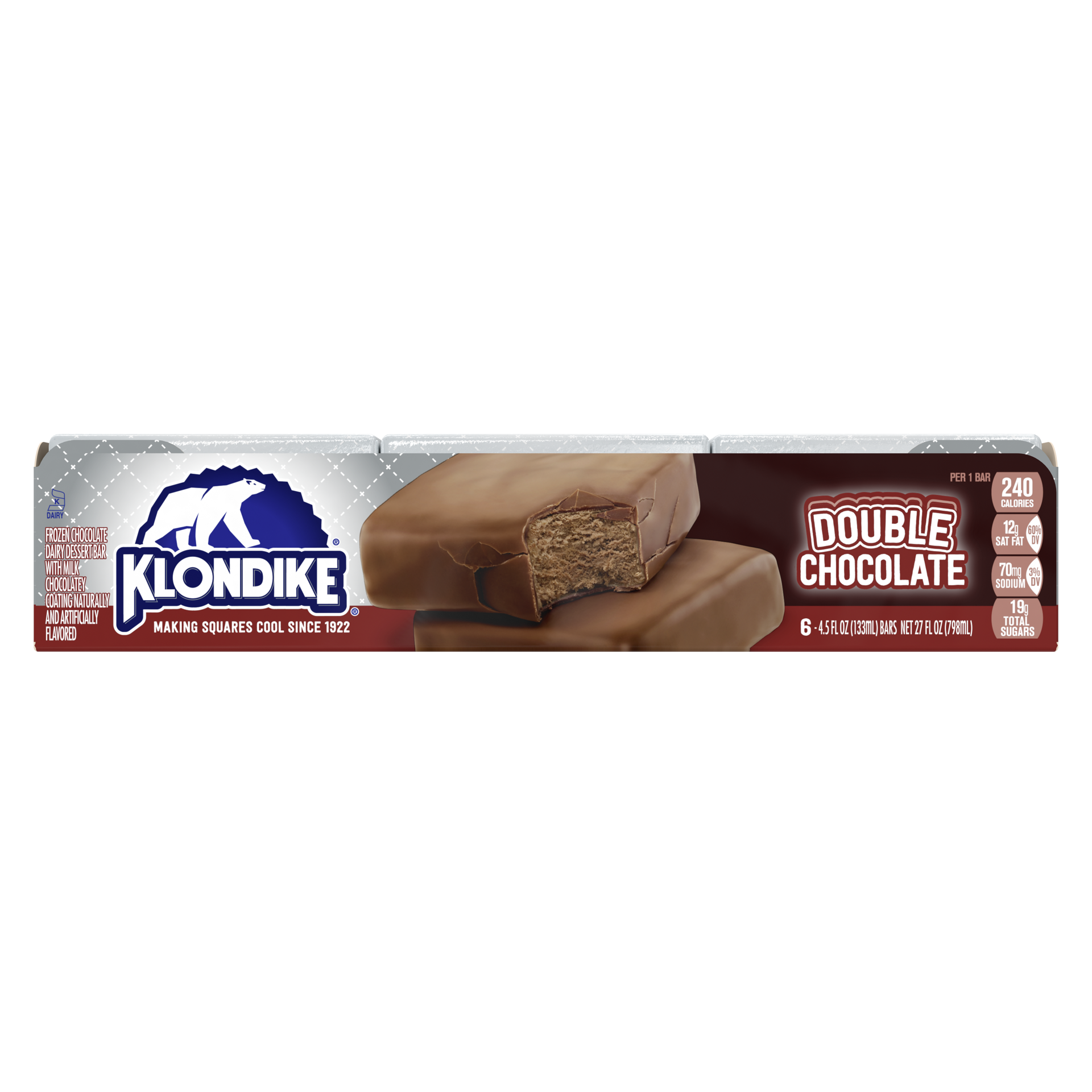 slide 3 of 4, Klondike Frozen Dairy Dessert Bars Double Chocolate, 4.5 fl oz, 6 Count, 4.50 fl oz