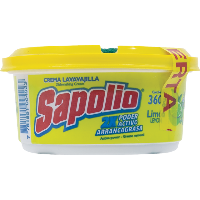 slide 1 of 1, SAPOLIO Dishwashing Lemon Paste & Sponges, 12 oz
