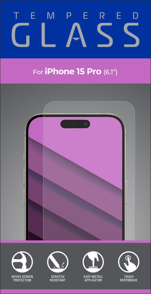 slide 1 of 1, ZGear iPhone 15 ProTemp Glass Screen Protector, 1 ct