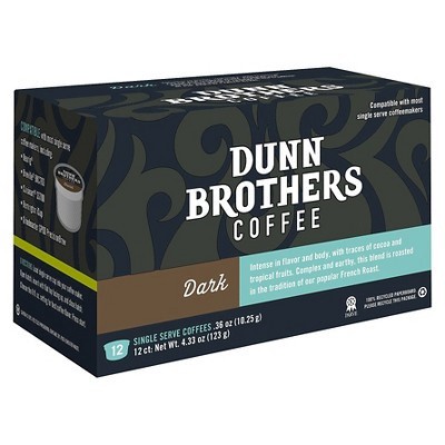 slide 1 of 1, Dunn Brothers Coffee Dark Roast Coffee Single Serve Pods, 12 ct