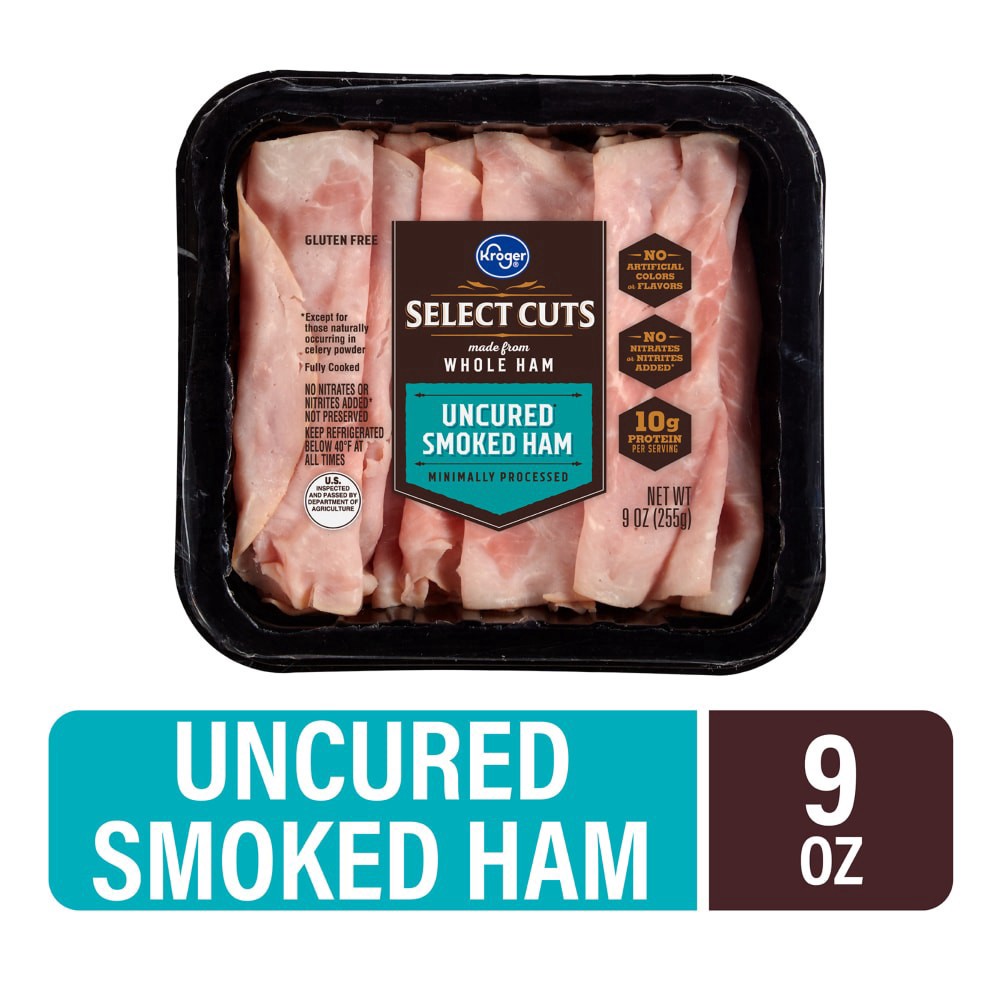 slide 2 of 2, Kroger Select Cuts Uncured Smoked Ham, 9 oz