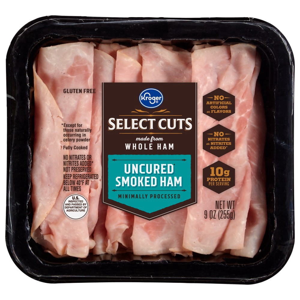 slide 1 of 2, Kroger Select Cuts Uncured Smoked Ham, 9 oz