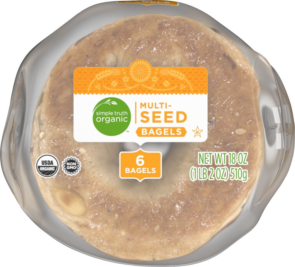 slide 4 of 5, Simple Truth Organic Multi Seed Bagel, 6 ct