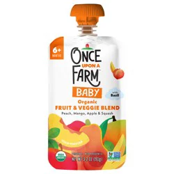 Once Upon a Farm Peach. Mango, Apple & Squash with Basil Organic Baby Food Pouch, 3.2oz