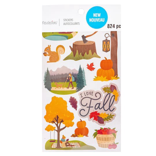 slide 1 of 4, Fall Stickers By Recollections, 3.75 in x 6.75 in