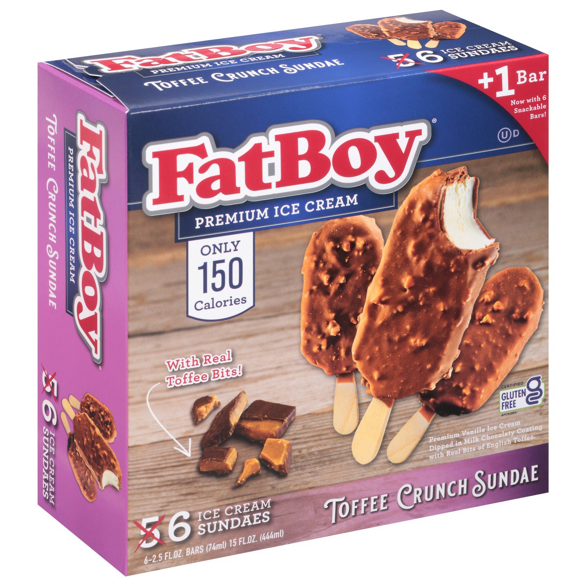 slide 9 of 9, Fat Boy Toffee Crunch Sundae Ice Cream Sundaes 6 Ea, 6 ct